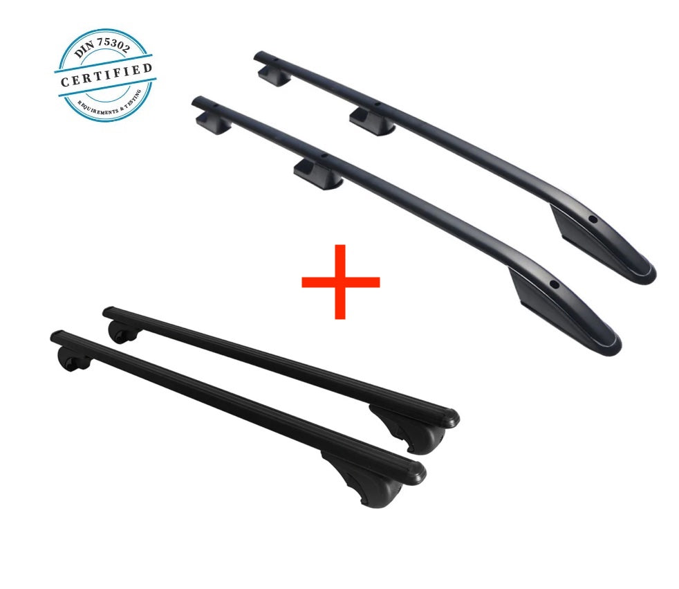 MIT ABE Dachreling + Dachträger Set Ford Transit Tourneo Custom 2013 - 2023 - L1 L2 Schwarz/Silber