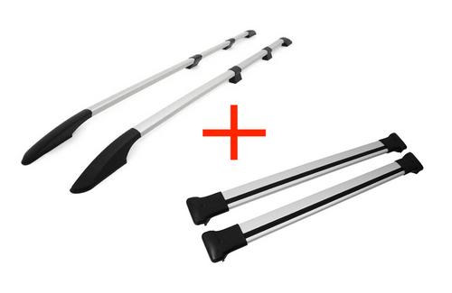 4 PUNKT Dachreling + Dachträger FLACH Set Mercedes Benz Vito Viano V Klasse W639 W447 - Schwarz/Silber