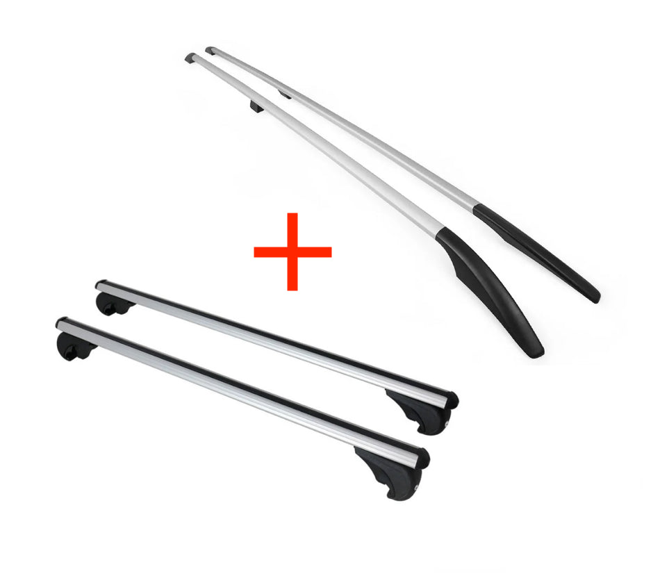 Dachreling STECKBAR + Dachträger Set VW Caddy - Standard / Maxi - Schwarz/Silber
