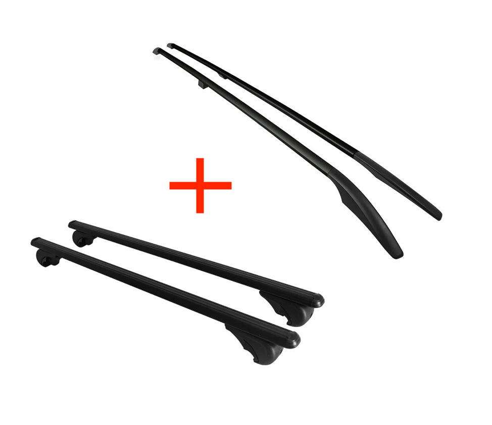 Dachreling STECKBAR + Dachträger Set VW Caddy - Standard / Maxi - Schwarz/Silber