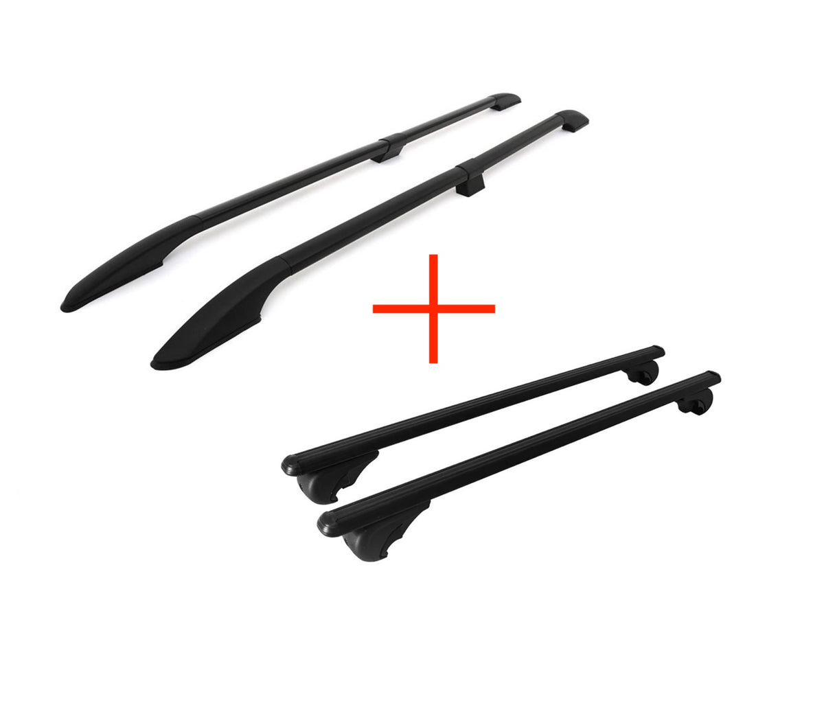 STECKBARE Dachreling + Dachträger abschließbar Set VW T5 T6 T6.1 Multivan Transporter L1 L2 - Schwarz/Silber