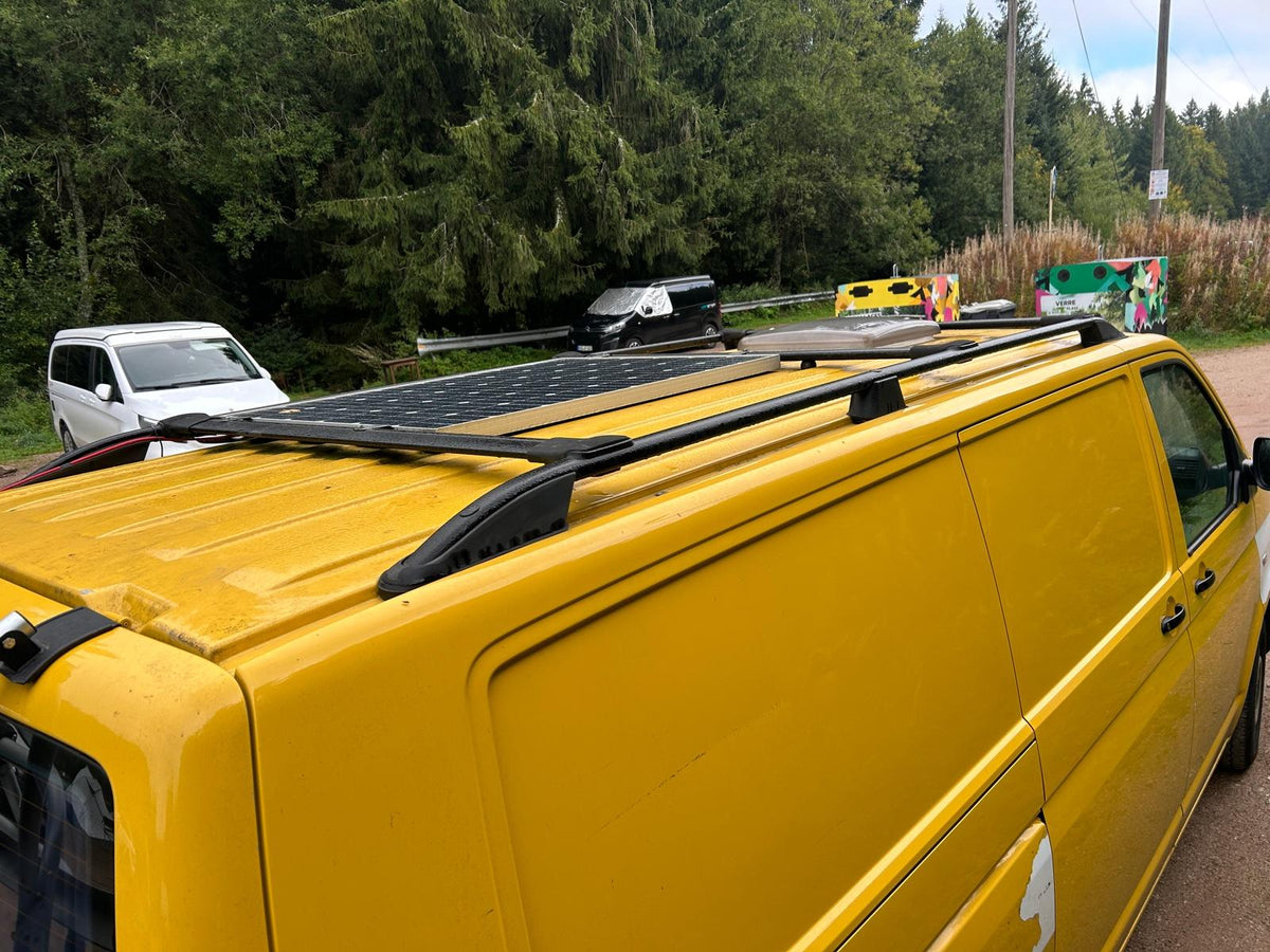 VW T5 T6 T6.1 Multivan Transporter L1 L2 Dachreling + Dachträger FLACH Set ABE Schwarz/Silber