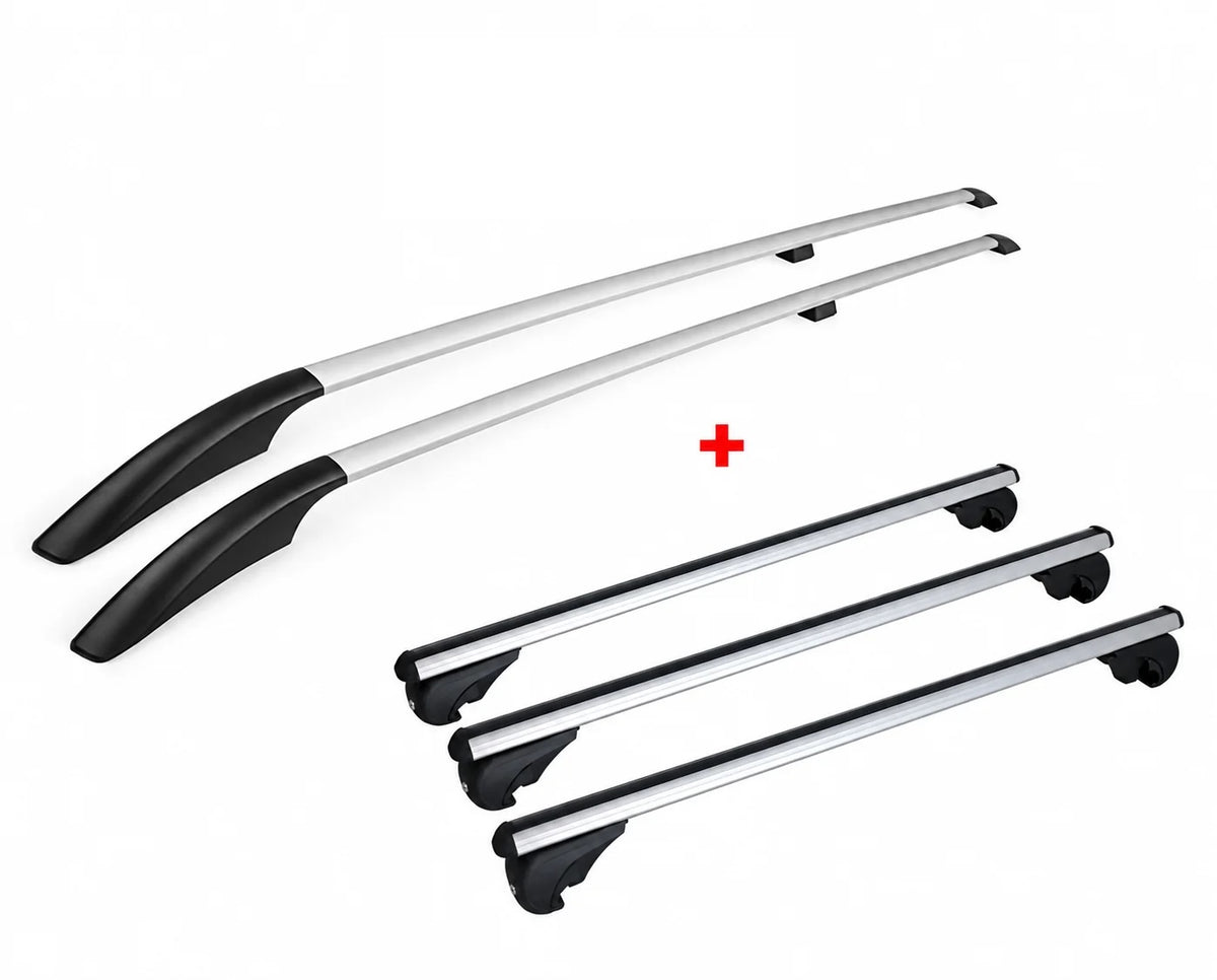 Dachreling + Dachträger Set Ford Transit / Tourneo Custom (2013 - 2022) - L1 L2 Schwarz/Silber