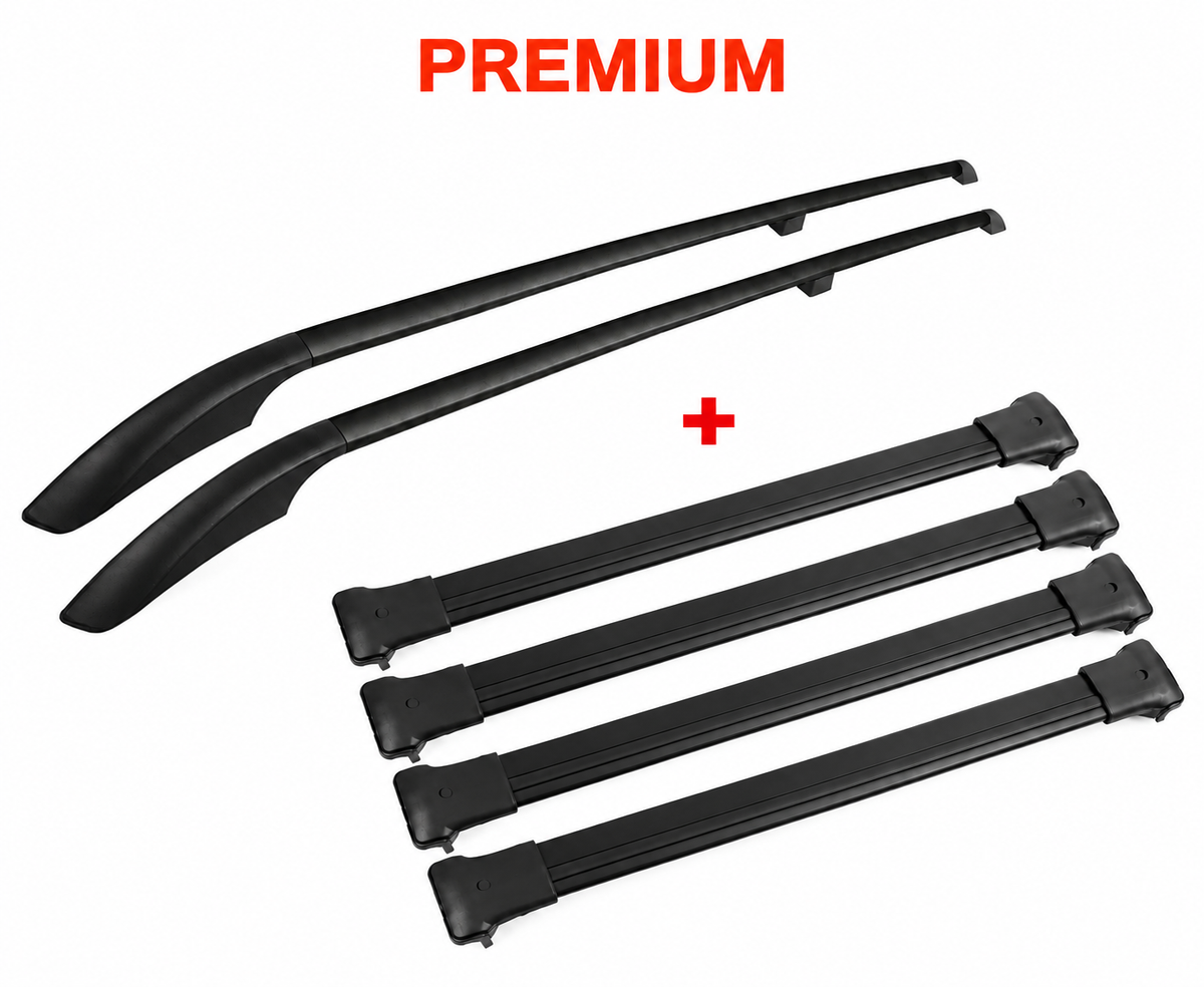 Mercedes Benz Vito Viano V Klasse W639 W447 Dachträger FLACH + Dachreling Set - Schwarz/Silber