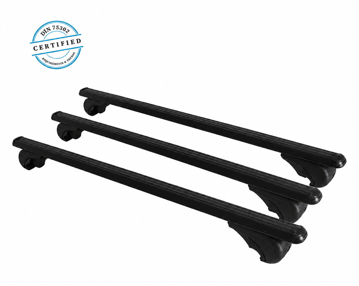 STECKBARE Dachreling + Dachträger abschließbar Set VW T5 T6 T6.1 Multivan Transporter L1 L2 - Schwarz/Silber