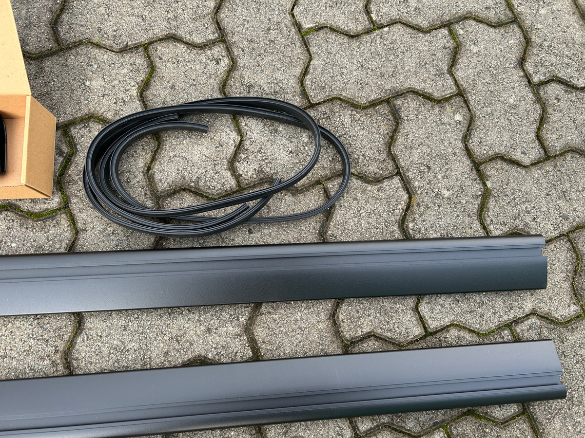 STECKBARE Dachreling + Dachträger FLACH Set VW T5 T6 T6.1 Multivan Transporter L1 L2 - Schwarz/Silber