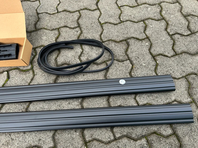 Dachreling + Dachträger FLACH Set Ford Transit / Tourneo Custom (2013 - 2022) - L1 L2 Schwarz/Silber