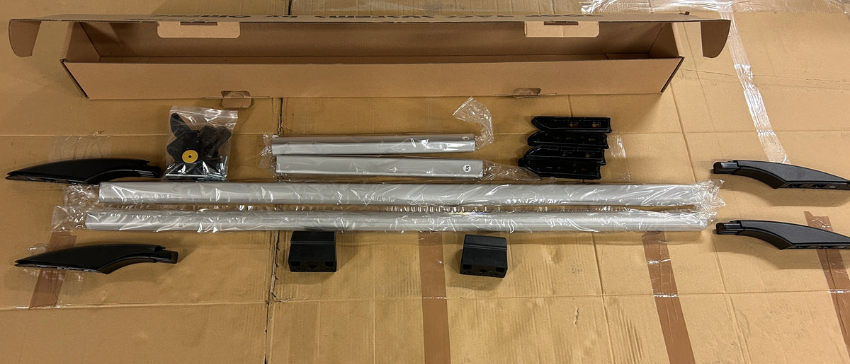 STECKBARE Dachreling + Dachträger FLACH Set VW T5 T6 T6.1 Multivan Transporter L1 L2 - Schwarz/Silber