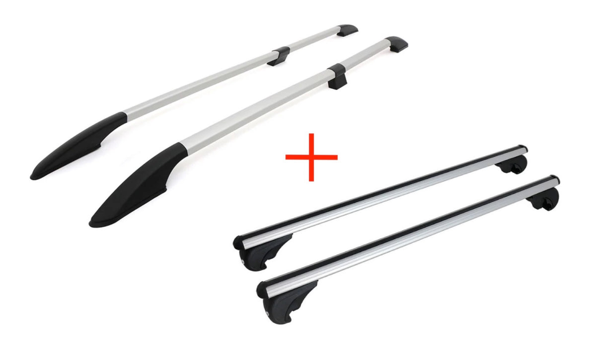 STECKBARE Dachreling + Dachträger abschließbar Set VW T5 T6 T6.1 Multivan Transporter L1 L2 - Schwarz/Silber