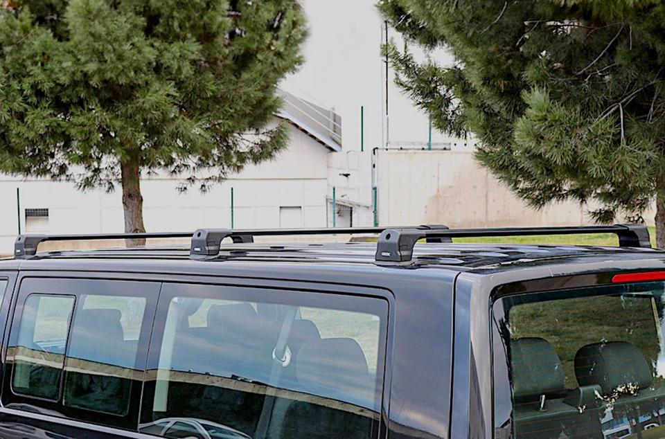 VW T5 T6 T6.1 Dachträger Grundträger Aluminium ABSCHLIEßBAR - Schwarz / Silber