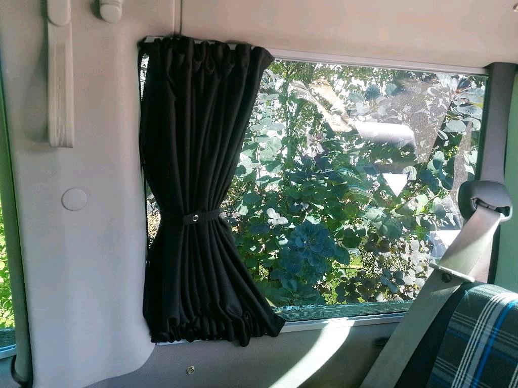 VW T4 Gardinen Vorhänge blickdicht Transporter Multivan SET - L1 L2 - grau/schwarz