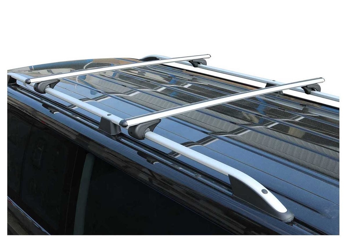 STECKBARE Dachreling + Dachträger abschließbar Set VW T5 T6 T6.1 Multivan Transporter L1 L2 - Schwarz/Silber