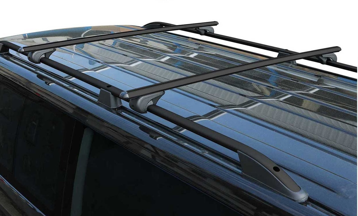 STECKBARE Dachreling + Dachträger abschließbar Set VW T5 T6 T6.1 Multivan Transporter L1 L2 - Schwarz/Silber