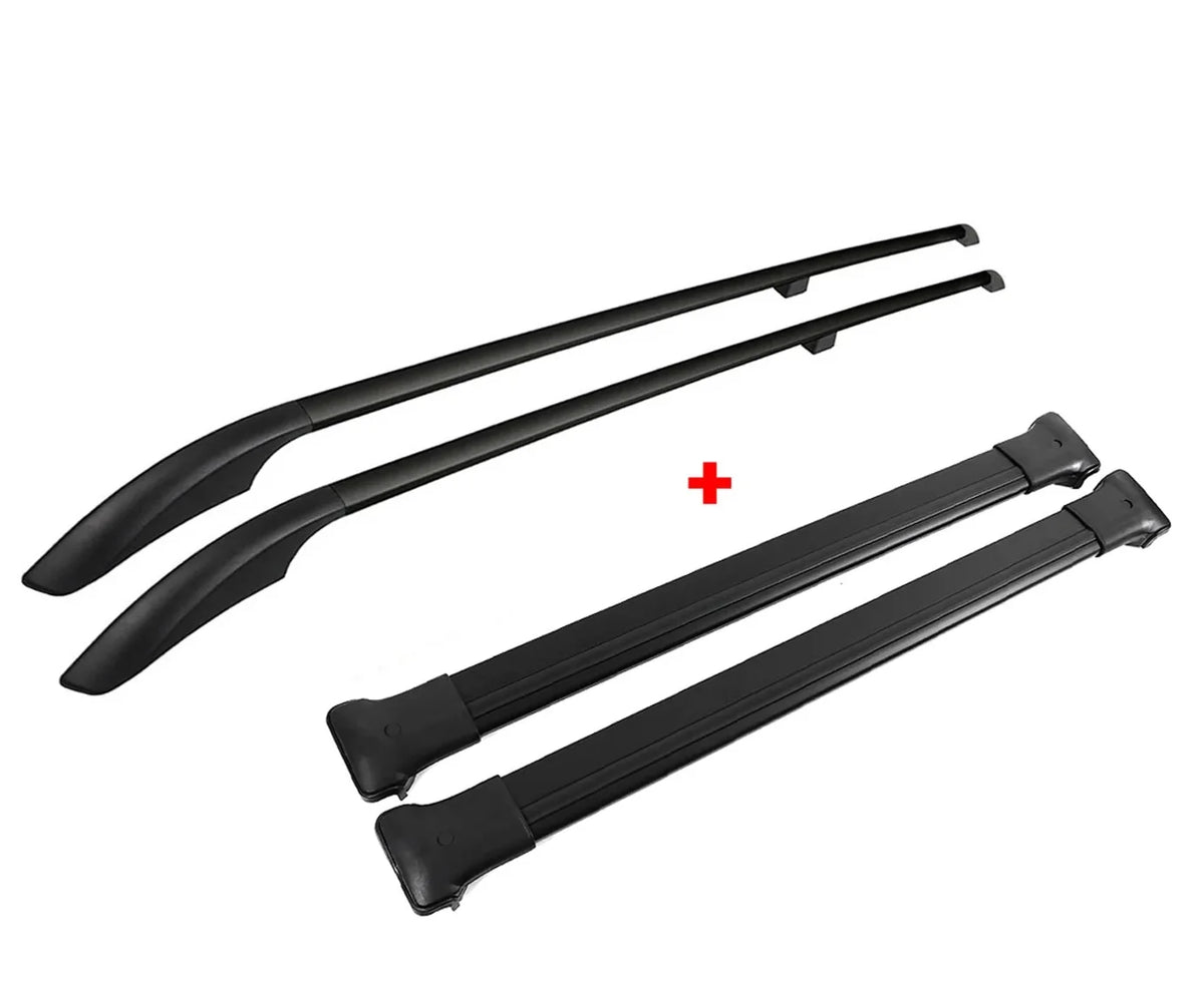 Dachreling + Dachträger FLACH Set Ford Transit / Tourneo Custom (2013 - 2022) - L1 L2 Schwarz/Silber
